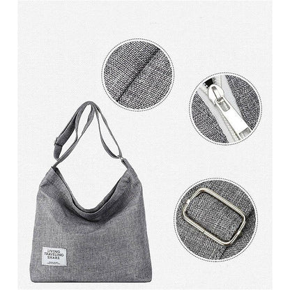 Womens Large Canvas Handbag Ladies Travel Messenger Shoulder Bag Hobo Tote Purse - Dark Blue