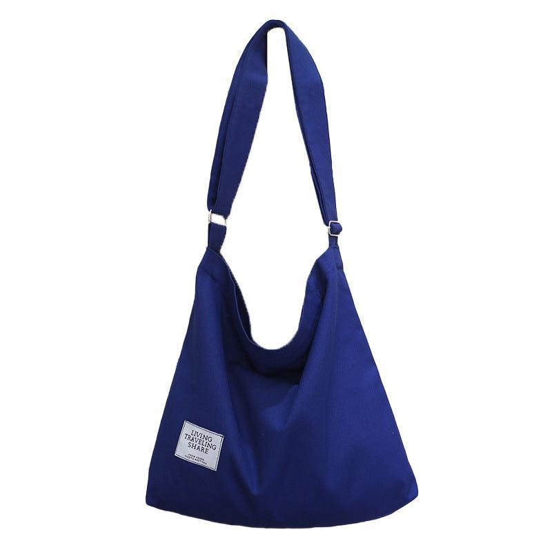 Womens Large Canvas Handbag Ladies Travel Messenger Shoulder Bag Hobo Tote Purse - Dark Blue
