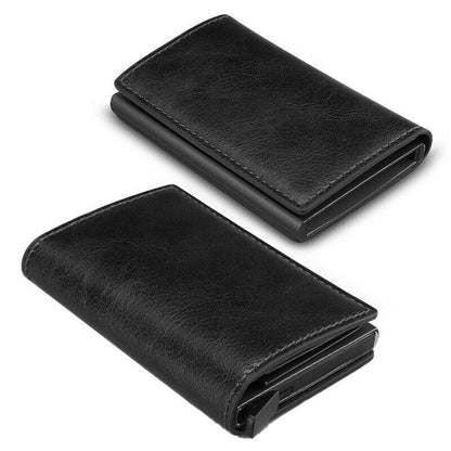 RFID Blocking Leather Card Wallet with Money Clip for Men Credit Holder - Dark Blue