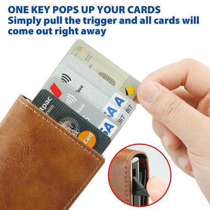 RFID Blocking Leather Card Wallet with Money Clip for Men Credit Holder - Dark Blue