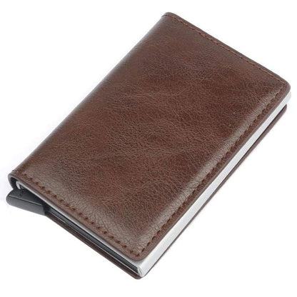 RFID Blocking Leather Card Wallet with Money Clip for Men Credit Holder - Dark Blue