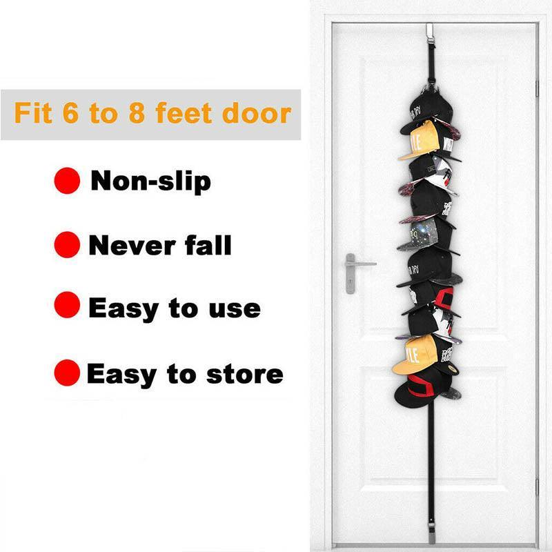 Over Door Hat Rack Baseball Cap Holder Storage Strap with Clips Closet Organizer - 10 Clips