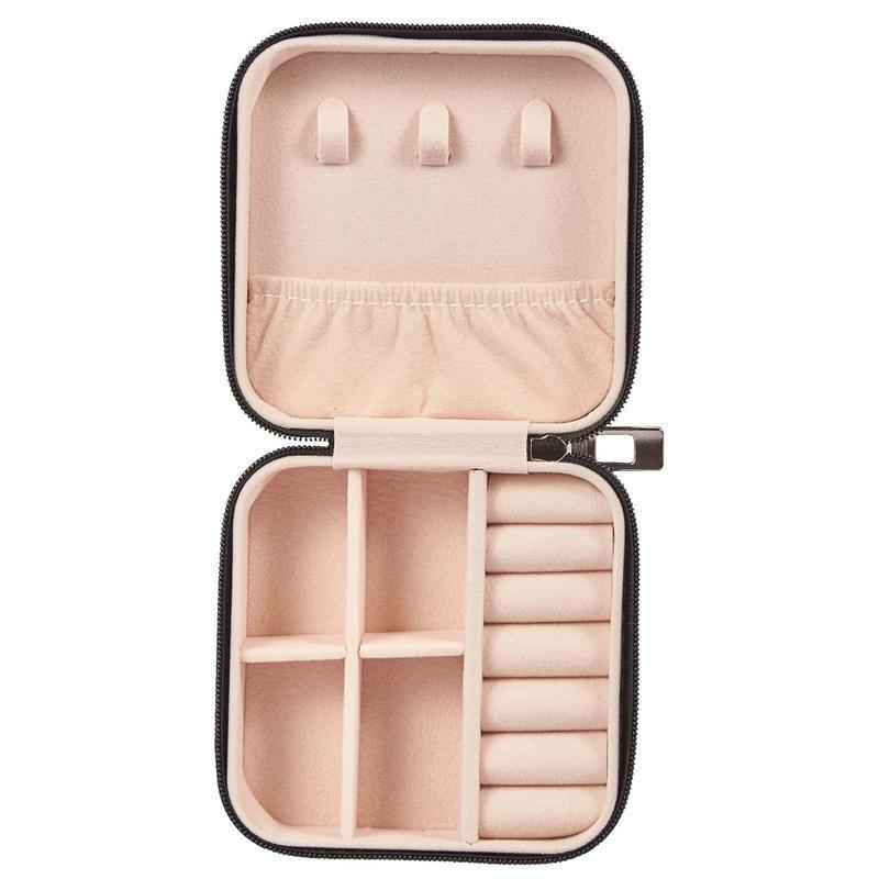 Travel Jewelry Organizer Box Portable Leather Storage Ornaments Ring Earrings - Blue (10x10x5cm)
