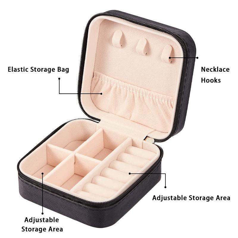 Travel Jewelry Organizer Box Portable Leather Storage Ornaments Ring Earrings - Blue (10x10x5cm)