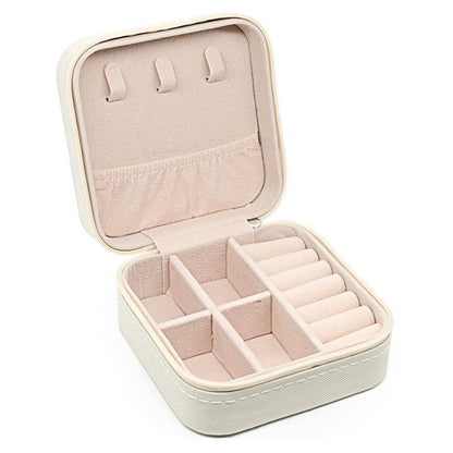 Travel Jewelry Organizer Box Portable Leather Storage Ornaments Ring Earrings - Green (10x10x5cm)