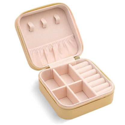 Travel Jewelry Organizer Box Portable Leather Storage Ornaments Ring Earrings - Green (10x10x5cm)