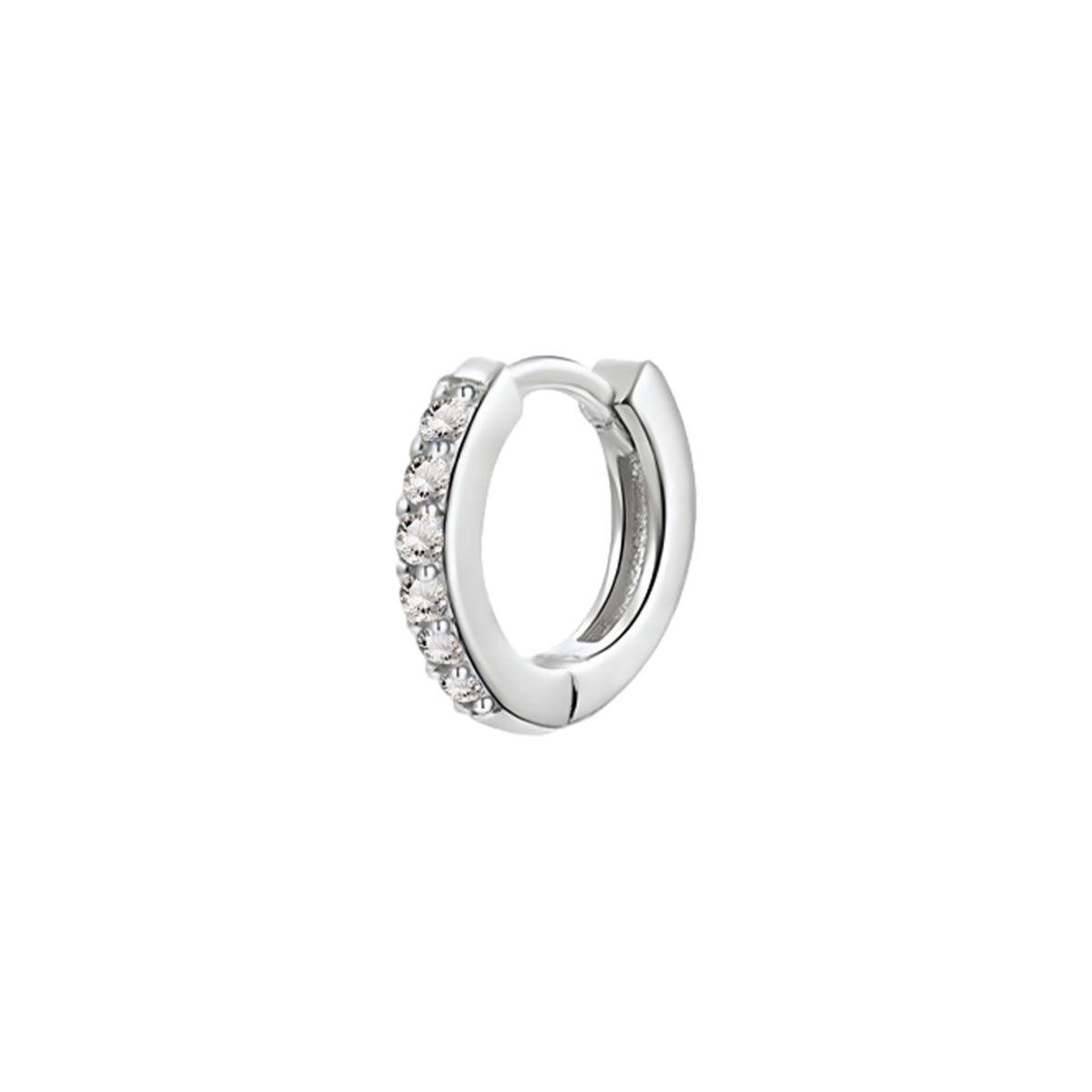 925 Sterling Silver Gold Rings Plated Cubic Crystal Cuff Huggie Hoop Earrings Au - Gold-Blue Crystal