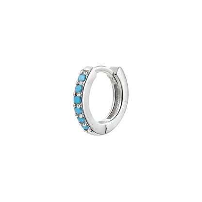 925 Sterling Silver Gold Rings Plated Cubic Crystal Cuff Huggie Hoop Earrings Au - Gold-Blue Crystal
