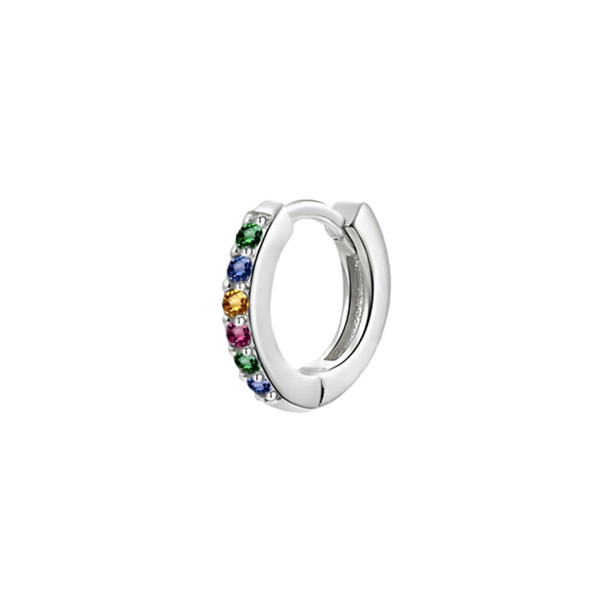 925 Sterling Silver Gold Rings Plated Cubic Crystal Cuff Huggie Hoop Earrings Au - Gold-Clear Crystal