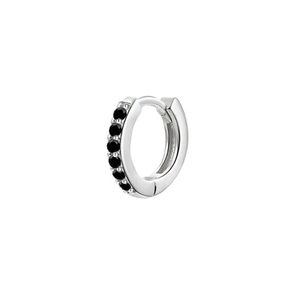 925 Sterling Silver Gold Rings Plated Cubic Crystal Cuff Huggie Hoop Earrings Au - Gold-Clear Crystal