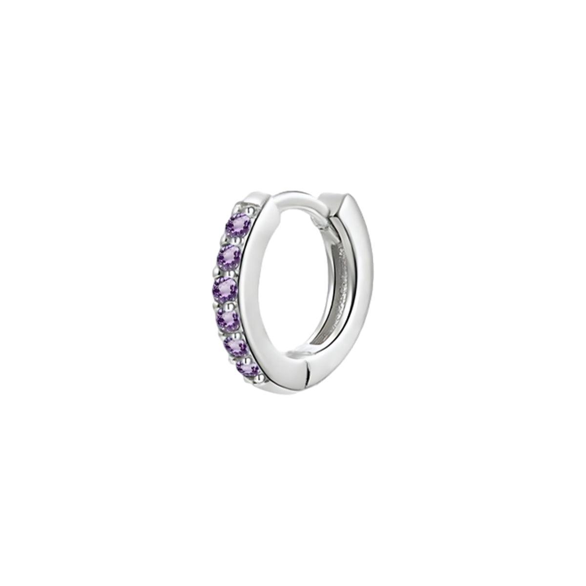 925 Sterling Silver Gold Rings Plated Cubic Crystal Cuff Huggie Hoop Earrings Au - Silver-Calaite Crystal