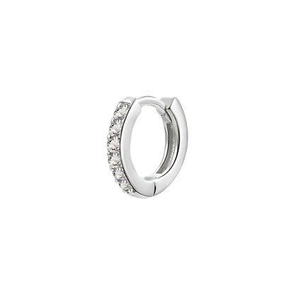 925 Sterling Silver Gold Rings Plated Cubic Crystal Cuff Huggie Hoop Earrings Au - Silver-Purple Crystal