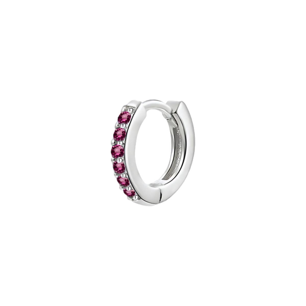 925 Sterling Silver Gold Rings Plated Cubic Crystal Cuff Huggie Hoop Earrings Au - Silver-Purple Crystal