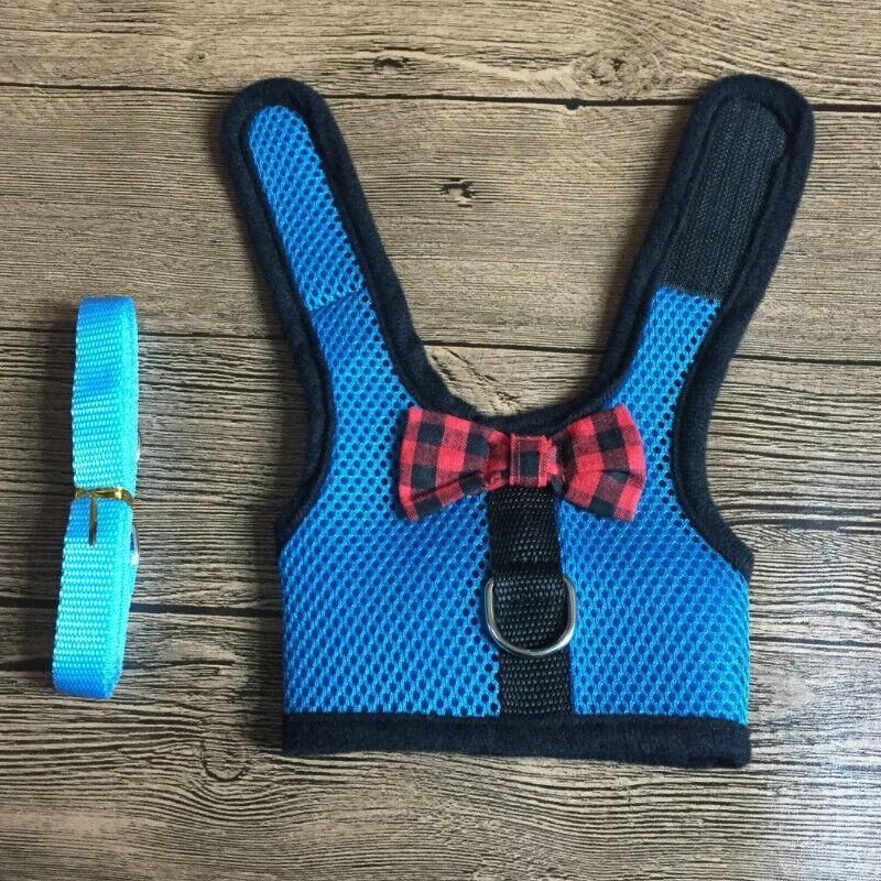 Rabbit Vest Harness Leash Lead Small Animal Pet Mesh Hamster Bunny Traction Rope S - Blue