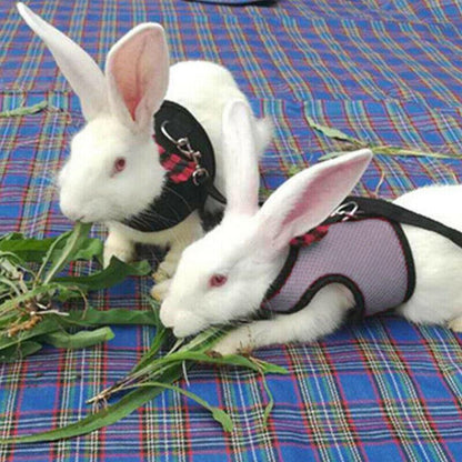 Rabbit Vest Harness Leash Lead Small Animal Pet Mesh Hamster Bunny Traction Rope S - Grey