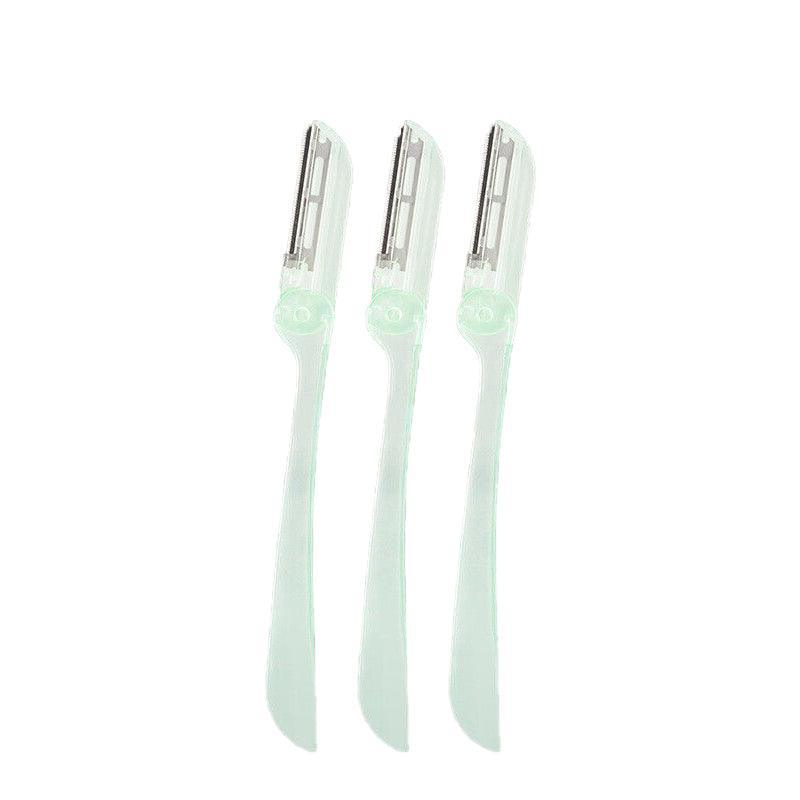 3Pcs Eyebrow Razor Set Facial Trimmer Shaver Blade Hair Remover Beauty Tool - 2X Eyebrow Razor+Scissor-White
