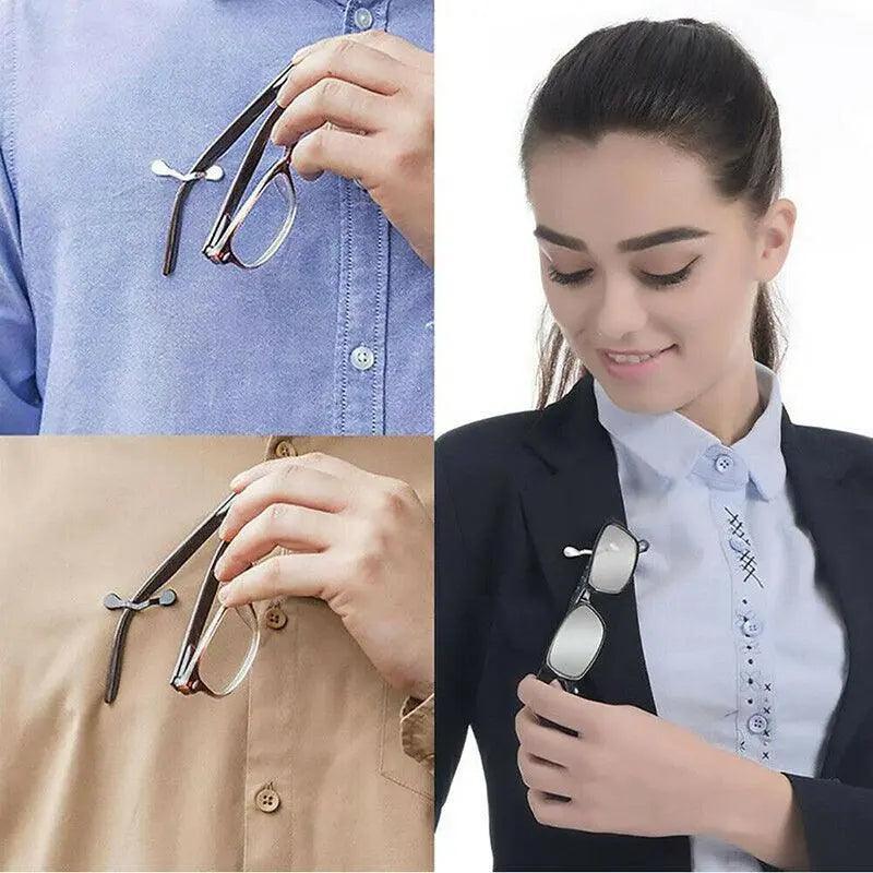 Strong Grip Eyewear Clip Holder Brooch for Glasses and Sunglasses - Silver