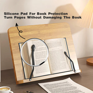 Wooden Adjustable Reading Stand Multifunctional Book Holder Bracket for Desk - Small