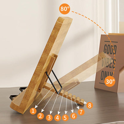 Wooden Adjustable Reading Stand Multifunctional Book Holder Bracket for Desk - Small