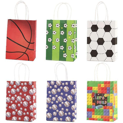 30PCS Fashion Ball Kraft Paper Gift Bag Festivals gift tote bag Party Favor Bag - Red-Tennis-Ball-30pcs