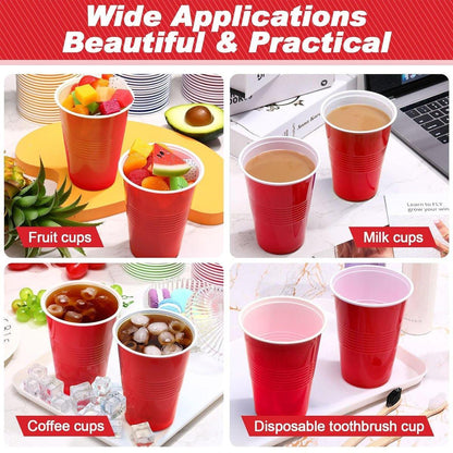 50pcs Red Plastic Beer Pong Cups Reusable Party Cups Drinking Game Supplies