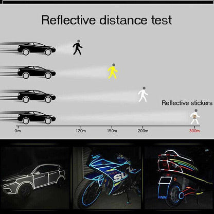 8m Reflective Tape for Bikes Cars Motorcycles Waterproof High Visibility Strip - Blue