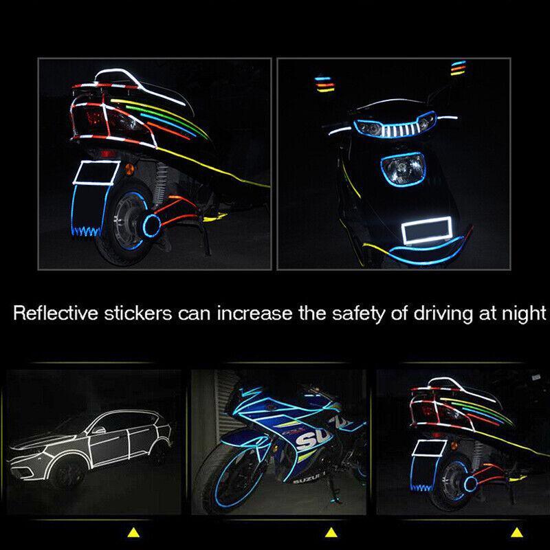 8m Reflective Tape for Bikes Cars Motorcycles Waterproof High Visibility Strip - Red-White