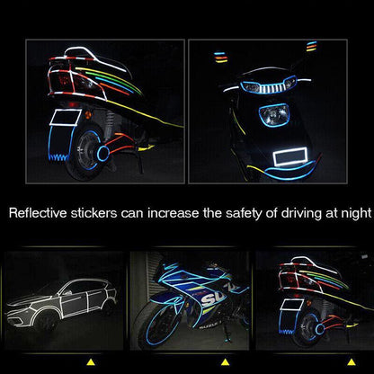 8m Reflective Tape for Bikes Cars Motorcycles Waterproof High Visibility Strip - Colourful
