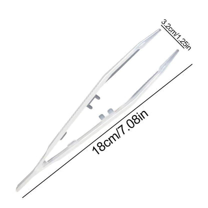 18cm Plastic Luminous Tweezer Feeding Tongs Straight for Reptile Feeder White