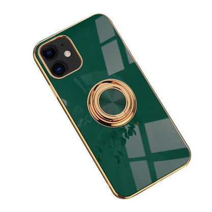 Dark Green Luxury Shockproof Silicone Ring Case Stand Cover for iPhone 14 13 12 Pro Max - iPhone 11 Pro Max