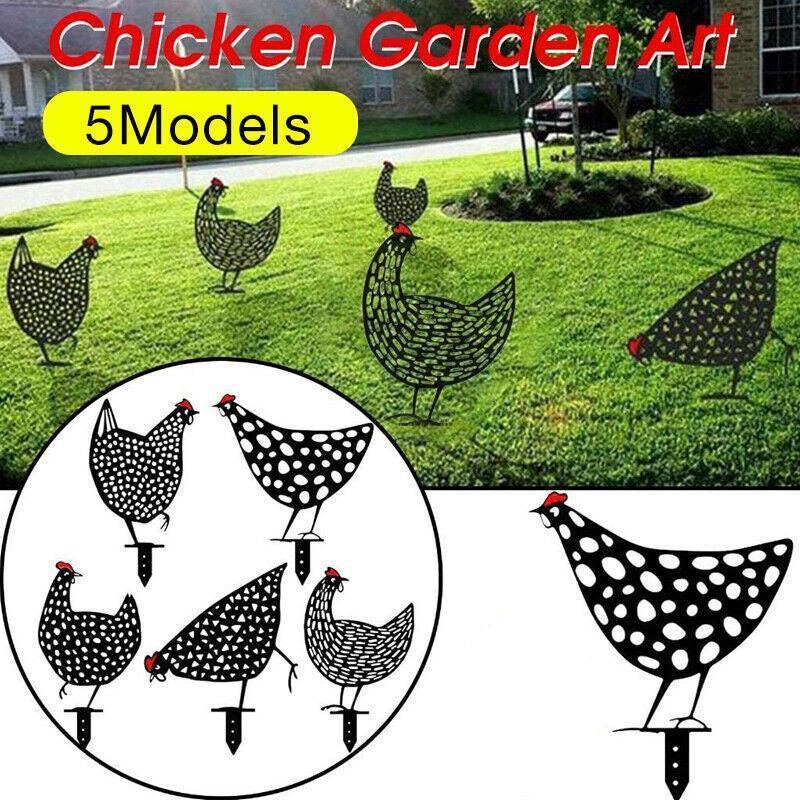 Garden Ornaments Chicken Yard Art Garden Backyard Lawn Decor Gift Easter Deco - B
