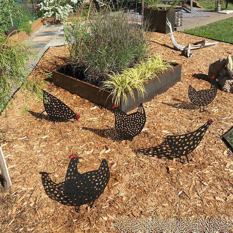 Garden Ornaments Chicken Yard Art Garden Backyard Lawn Decor Gift Easter Deco - B