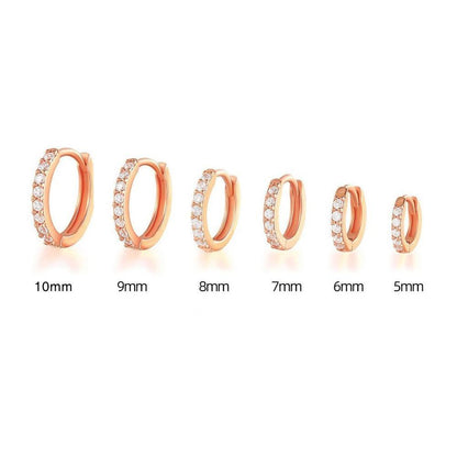 7sizes Hoop Earring Silver Zirconia Ear Huggie Hoop Cartilage Piercing Jewellery - Champagne-10mm