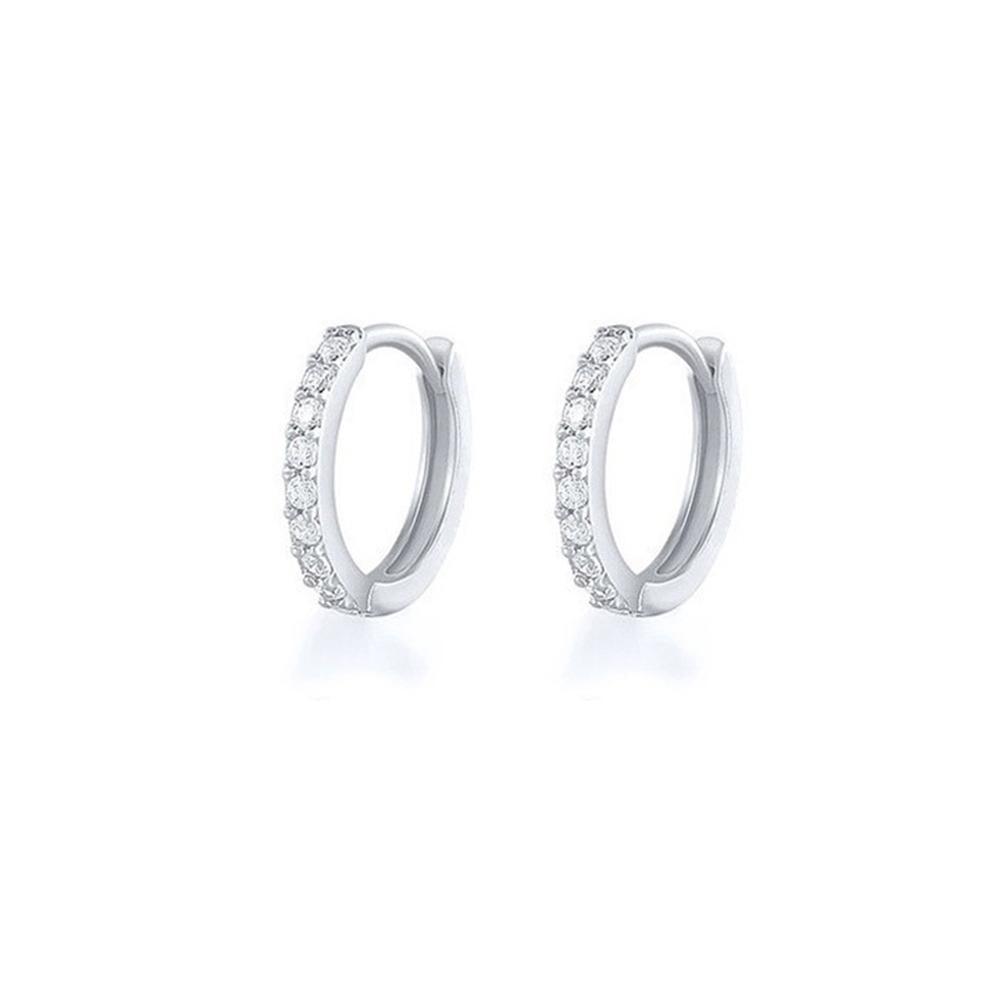 7sizes Hoop Earring Silver Zirconia Ear Huggie Hoop Cartilage Piercing Jewellery - Champagne-10mm
