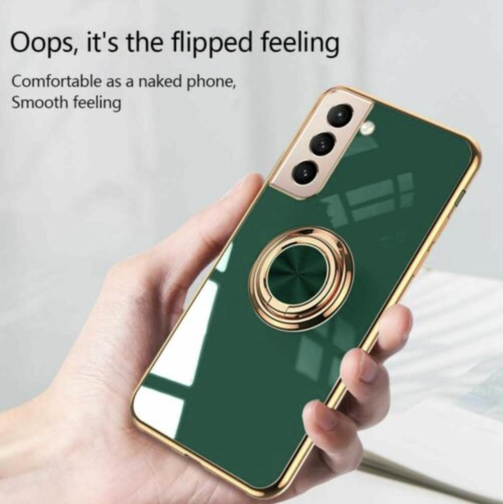 Dark Green Shockproof Ring Holder Case Cover for Samsung S22 Ultra S22 Plus Note 20 - Samsung Galaxy A52s