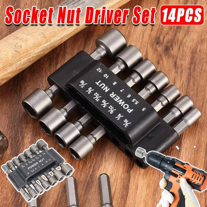 14PCS Hexagonal Handle Electric Screwdriver Set with Bits Drill Power Tool Kit