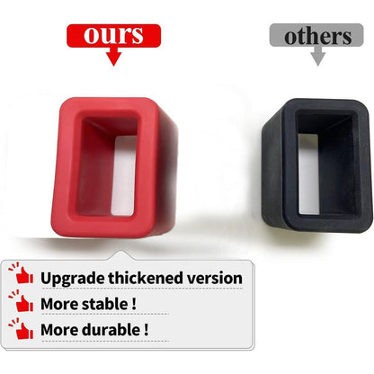 Red and black silicone frames with text indicating an upgrade version on a white background