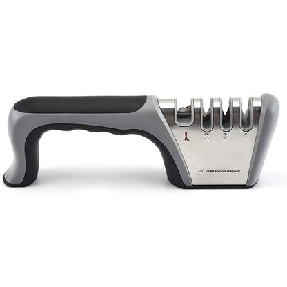 Four Stage Knife Sharpener Multifunction Kitchen Blade Sharpening Tool Quick Use - Black