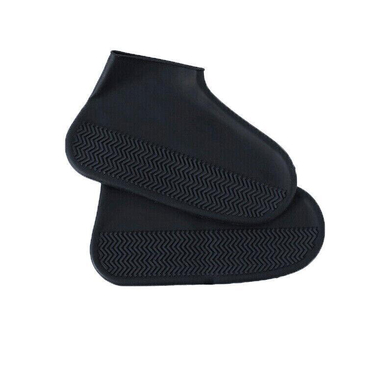 Shoe Cover Waterproof Silicone Non Slip Rain Water Rubber Foot Boot Overshoe L Size - Black