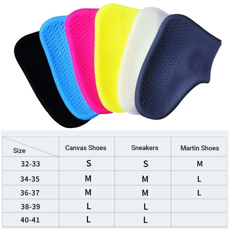 Shoe Cover Waterproof Silicone Non Slip Rain Water Rubber Foot Boot Overshoe L Size - Blue