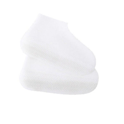 Shoe Cover Waterproof Silicone Non Slip Rain Water Rubber Foot Boot Overshoe L Size - White