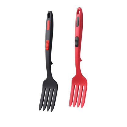 2PCS Silicone Heat Resistant Flexible Cooking Forks Dishwasher Safe Kitchen - Blue-Green