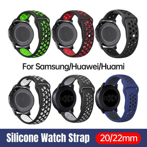 22mm 20mm Silicone Sports Watch Band for Samsung Huawei Huami Two-Tone Strap - 20mm-Green