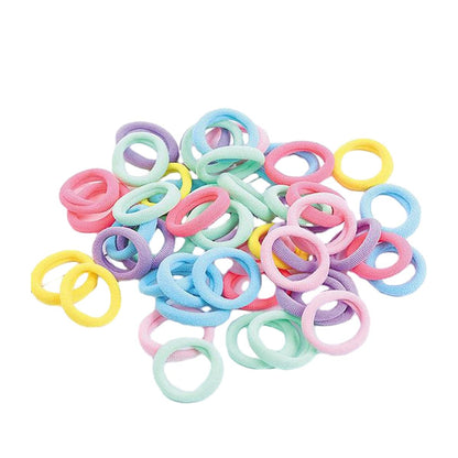 100PCS Colorful Elastic Hair Ties for Girl Ponytails High Stretch Hair Bands Set - Red
