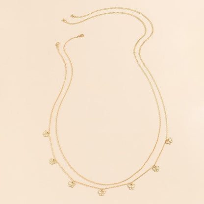 Waist Chain Tassel Butterfly Pendant Double Layer Ladies Body Chain - White