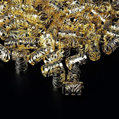 40PCS Gold Dreadlock Hair Braid Cuff Clips Adjustable Beads for Braids and Styling