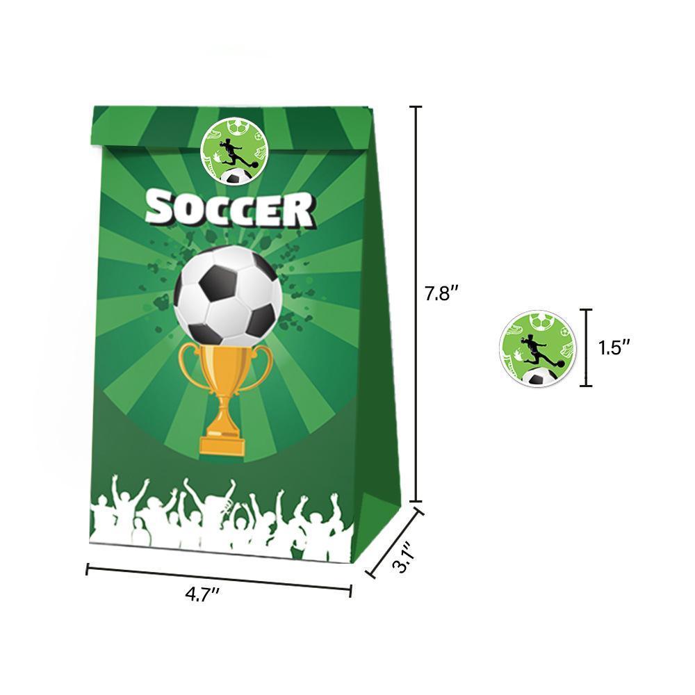 Fashion Football Sport Gift Bags Green Kraft Paper Sticker Set Party Favor Bags - 2sets-LB018