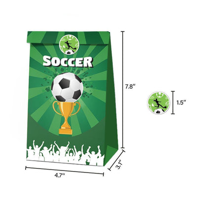 Fashion Football Sport Gift Bags Green Kraft Paper Sticker Set Party Favor Bags - 2sets-LB018