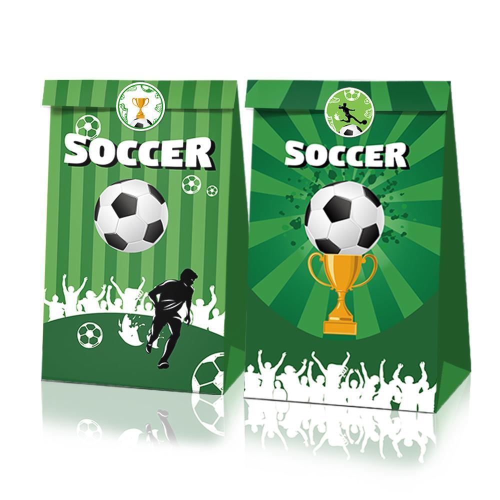 Fashion Football Sport Gift Bags Green Kraft Paper Sticker Set Party Favor Bags - 2sets-LB018