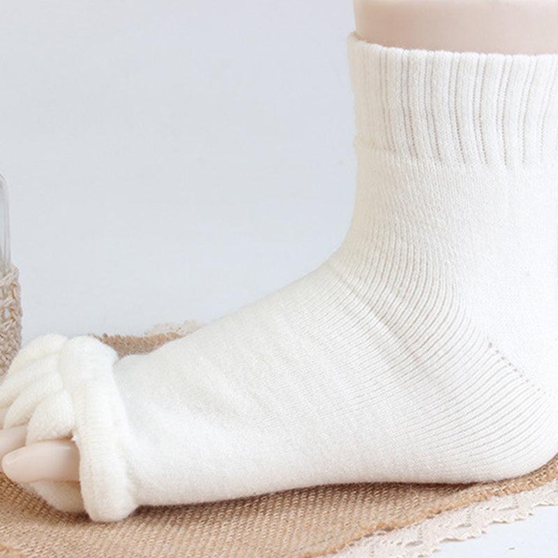 1 Pair Yoga Massage Socks Toe Separator Foot Alignment & Pain Relief - Beige